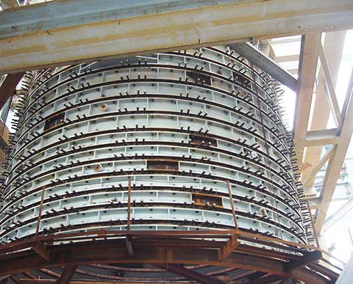 闪速炉反映塔铜水套现场装置照片