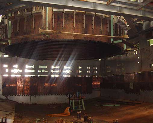 闪速炉上升烟路铜水套现场装置照片